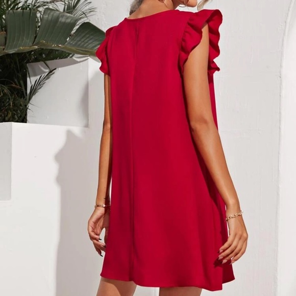 Ruffle sleeve tunic smock dress boho royal blue - Picture 4 of 8